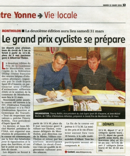 2-GP MONTHOLON  article YR 13 mars 2018